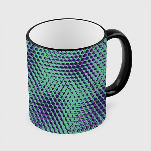 Кружка цветная Геометрическая абстракция линий / 3D-Черный кант – фото 1