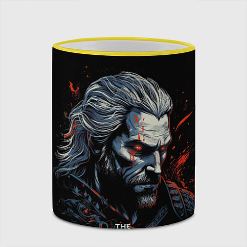 Кружка цветная The Witcher blood / 3D-Желтый кант – фото 2