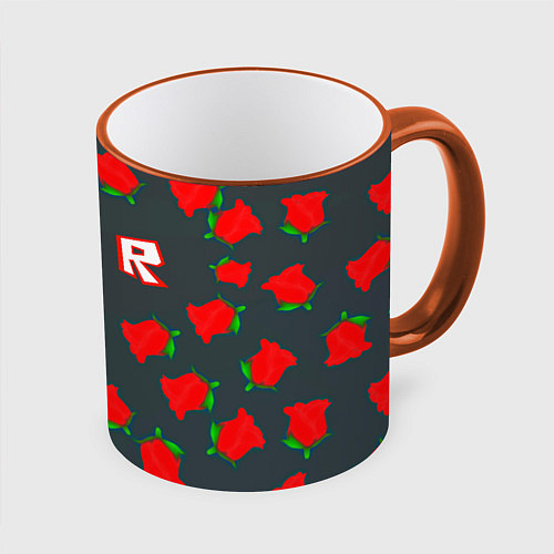 Кружка цветная Roblox rose / 3D-Оранжевый кант – фото 1