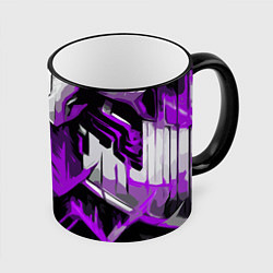 Кружка 3D White and purple abstraction on a black background, цвет: 3D-черный кант