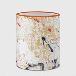 Кружка 3D Стена с потрескавшейся краской и надписи, цвет: 3D-оранжевый кант — фото 2