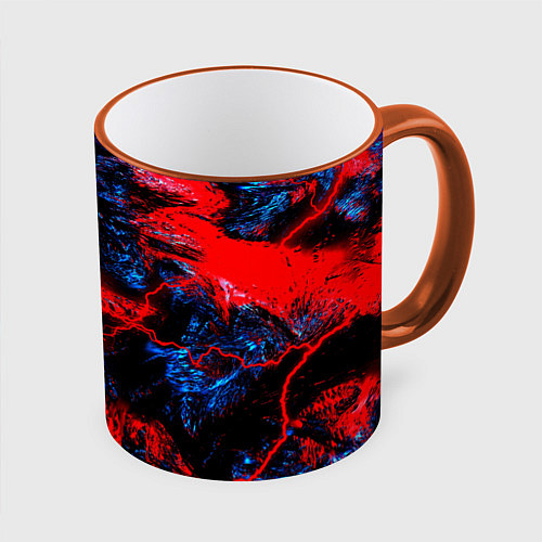 Кружка цветная Космические краски шторм / 3D-Оранжевый кант – фото 1