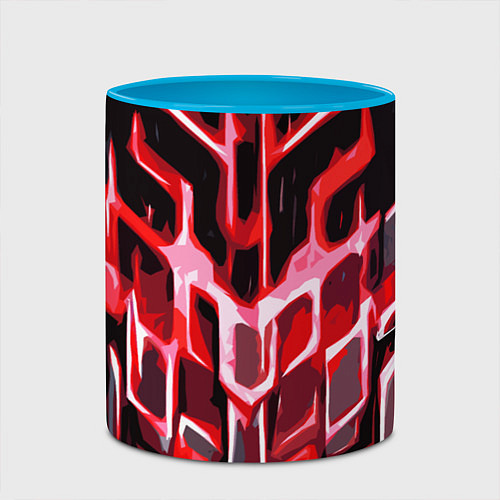 Кружка цветная Абстрактные красные линии на чёрном фоне / 3D-Белый + небесно-голубой – фото 2