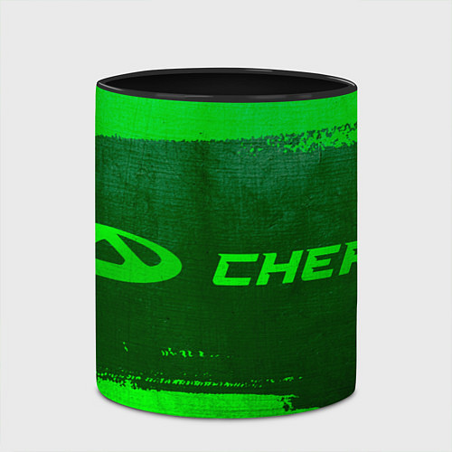 Кружка цветная Chery - green gradient по-горизонтали / 3D-Белый + черный – фото 2