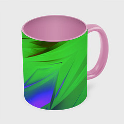Кружка 3D Кислотно неоновая геометрия, цвет: 3D-белый + розовый
