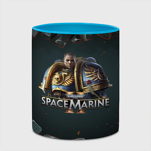 Кружка цветная Captain Titus Warhammer 40000 space marine 2 / 3D-Белый + небесно-голубой – фото 2