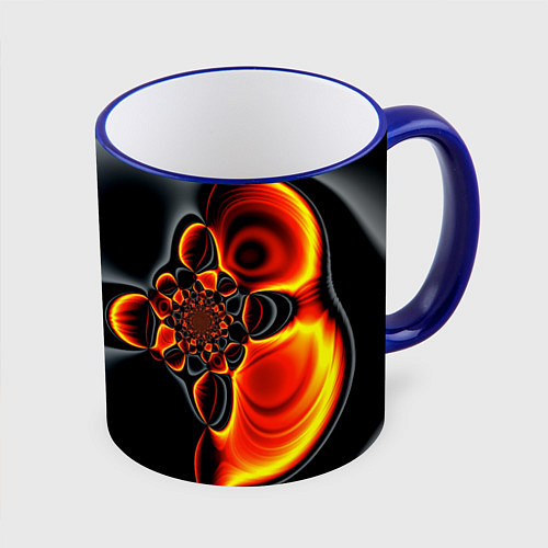 Кружка цветная Фрактальный узор абстракция / 3D-Синий кант – фото 1