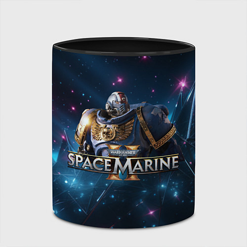 Кружка цветная Warhammer 40000 space marine 2 ультрамарин в броне / 3D-Белый + черный – фото 2