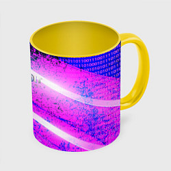 Кружка 3D Detroit become human neon, цвет: 3D-белый + желтый