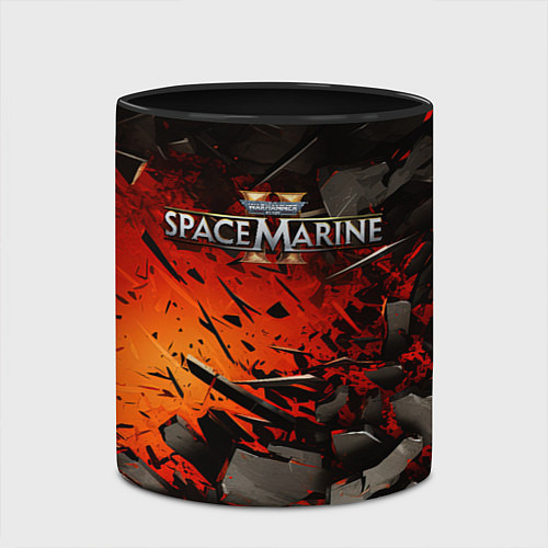 Кружка цветная Warhammer 40000 space marine 2 взрыв камней / 3D-Белый + черный – фото 2