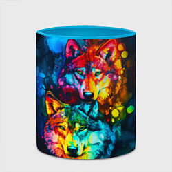 Кружка 3D Кислотные волки, цвет: 3D-белый + небесно-голубой — фото 2