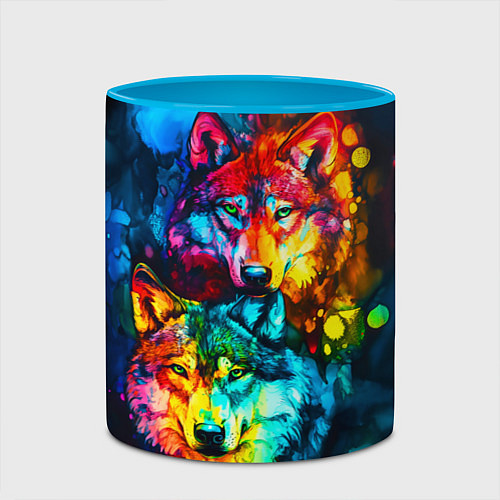 Кружка цветная Кислотные волки / 3D-Белый + небесно-голубой – фото 2