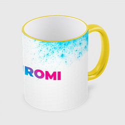 Кружка 3D Kuromi neon gradient style по-горизонтали, цвет: 3D-желтый кант