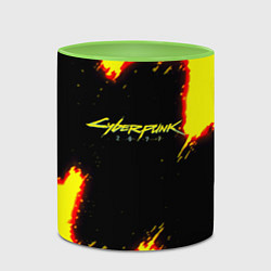 Кружка 3D Cyberpunk 2077 огненный стиль, цвет: 3D-белый + светло-зеленый — фото 2
