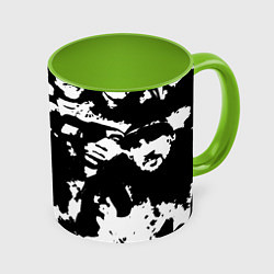 Кружка 3D Все рэперы черно белый, цвет: 3D-белый + светло-зеленый