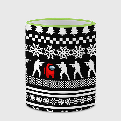 Кружка цветная Among us x cs go / 3D-Светло-зеленый кант – фото 2