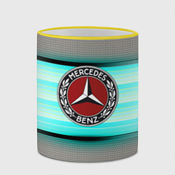 Кружка 3D Mercedes benz текстура карбон, цвет: 3D-желтый кант — фото 2