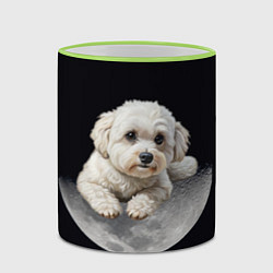 Кружка 3D Бишон фризе и луна, цвет: 3D-светло-зеленый кант — фото 2