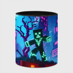 Кружка 3D Minecraft and halloween - neon glow, цвет: 3D-белый + черный — фото 2
