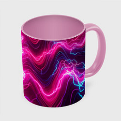 Кружка 3D Pink lightnings - ai art fantasy, цвет: 3D-белый + розовый