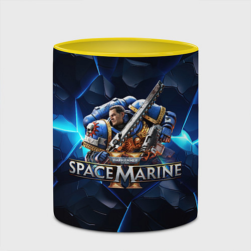 Кружка цветная Captain Titus Warhammer 40000 space marine 2 / 3D-Белый + желтый – фото 2