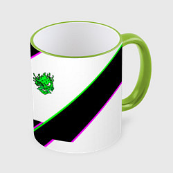 Кружка 3D Cyberpunk logo geometry, цвет: 3D-светло-зеленый кант