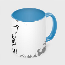 Кружка 3D Kuromi glitch на светлом фоне, цвет: 3D-белый + небесно-голубой