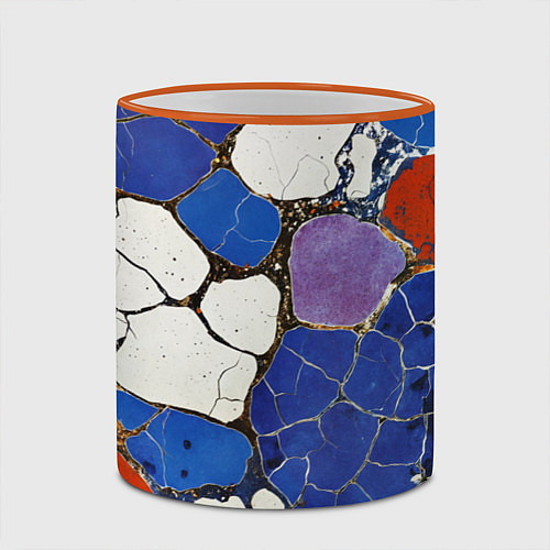 Кружка цветная Потрескавшаяся плитка / 3D-Оранжевый кант – фото 2