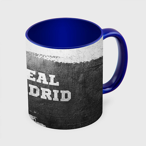 Кружка цветная Real Madrid - grey gradient по-горизонтали / 3D-Белый + синий – фото 1
