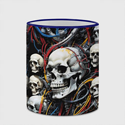 Кружка 3D Паттерн из кибер черепов - нейроарт, цвет: 3D-синий кант — фото 2