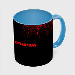 Кружка 3D Mitsubishi - red gradient по-горизонтали, цвет: 3D-белый + небесно-голубой