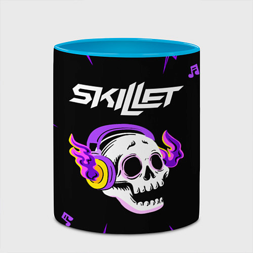 Кружка цветная Skillet неоновый череп / 3D-Белый + небесно-голубой – фото 2