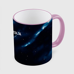 Кружка 3D Deadlock logo синие молнии, цвет: 3D-розовый кант