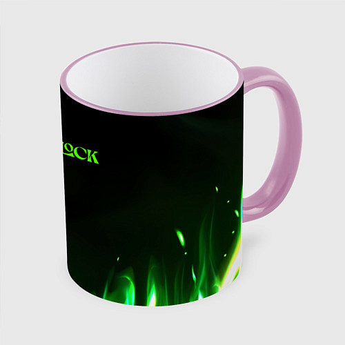 Кружка цветная Deadlock logo зеленый огонь / 3D-Розовый кант – фото 1