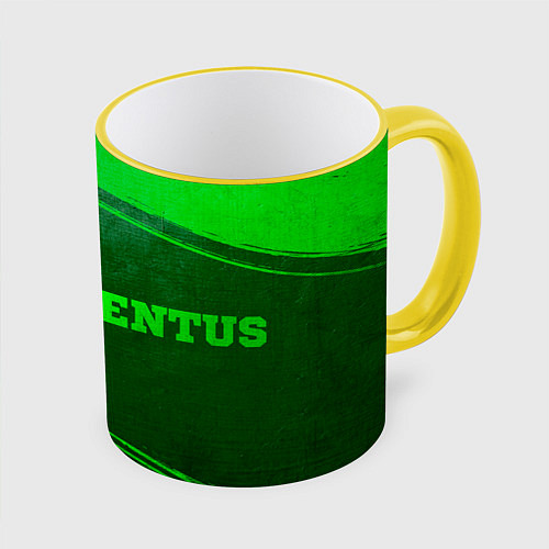 Кружка цветная Juventus - green gradient по-горизонтали / 3D-Желтый кант – фото 1