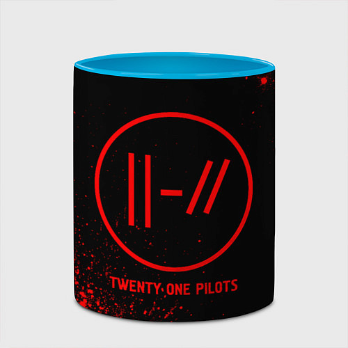 Кружка цветная Twenty One Pilots - red gradient / 3D-Белый + небесно-голубой – фото 2
