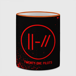 Кружка 3D Twenty One Pilots - red gradient, цвет: 3D-оранжевый кант — фото 2