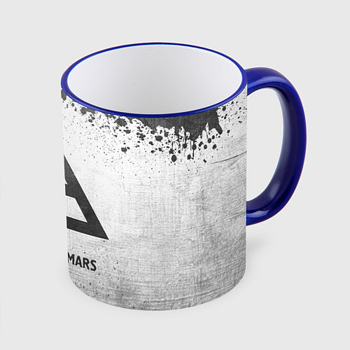 Кружка цветная Thirty Seconds to Mars - white gradient / 3D-Синий кант – фото 1