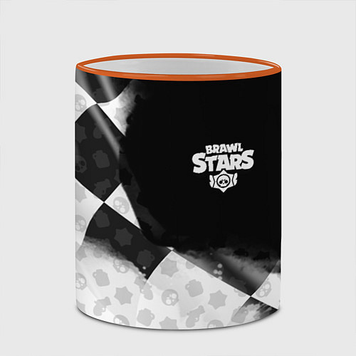 Кружка цветная Brawl stars pattern black / 3D-Оранжевый кант – фото 2