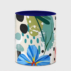 Кружка 3D Цветы горошек абстракция, цвет: 3D-белый + синий — фото 2