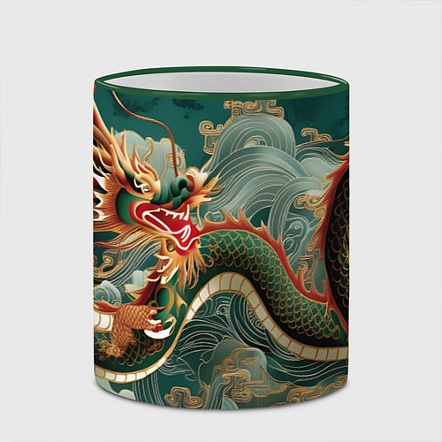 Кружка цветная Японский дракон контрасты / 3D-Зеленый кант – фото 2