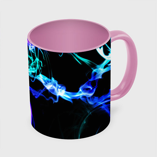 Кружка цветная Неоновый дым текстура / 3D-Белый + розовый – фото 1