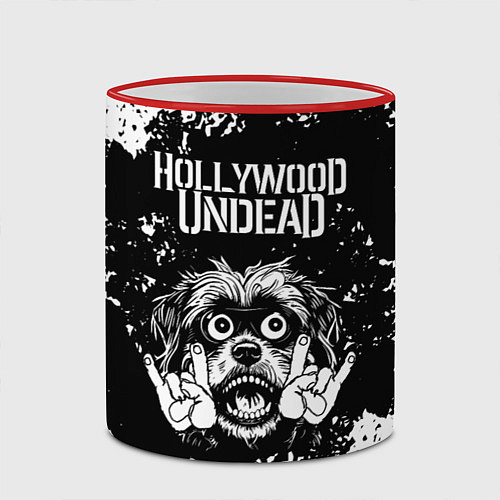 Кружка цветная Hollywood Undead рок пес / 3D-Красный кант – фото 2