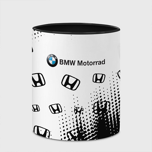 Кружка цветная BMW x honda pattern / 3D-Белый + черный – фото 2