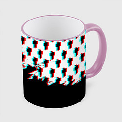 Кружка 3D Billie Eilish pattern glitch, цвет: 3D-розовый кант