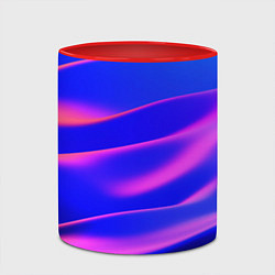 Кружка 3D Неоновые волны градиент, цвет: 3D-белый + красный — фото 2
