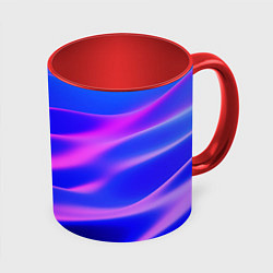 Кружка 3D Неоновые волны градиент, цвет: 3D-белый + красный
