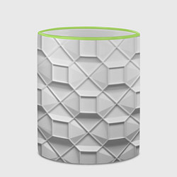 Кружка 3D Бело серая геометрия, цвет: 3D-светло-зеленый кант — фото 2
