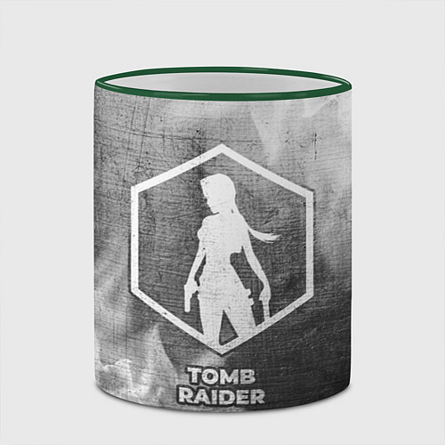 Кружка цветная Tomb Raider - grey gradient / 3D-Зеленый кант – фото 2