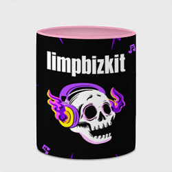 Кружка 3D Limp Bizkit неоновый череп, цвет: 3D-белый + розовый — фото 2